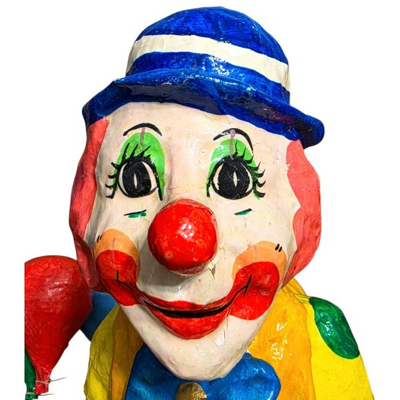 VTG Hanging Clown Balloons XL Paper Mache Kids Room Daycare Circus Decor Mexico - Picture 3 of 15
